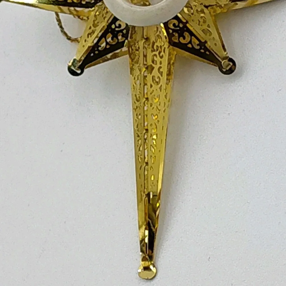 1980's VTG Bright Golden Tone Hanging Star Ornament Very rare‎ unique SEE📏📸